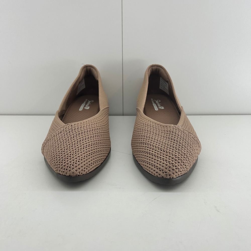 Skechers Womens Slip On Flats Tan Memory Foam Comfort Shoes Size 9.5 SN158940